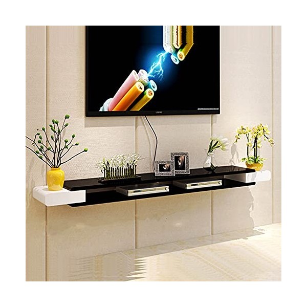 Meuble TV flottant, meuble TV mural pour console de divertissement multimédia avec cloisons flottantes, étagère pour composan