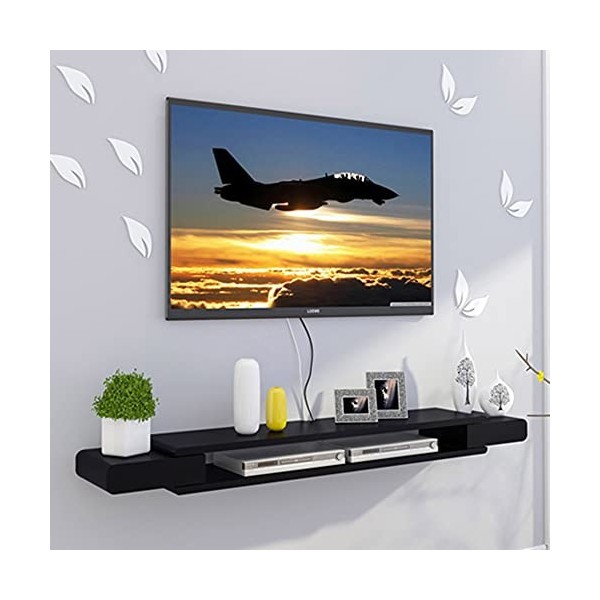 Meuble TV flottant, meuble TV mural pour console de divertissement multimédia avec cloisons flottantes, étagère pour composan