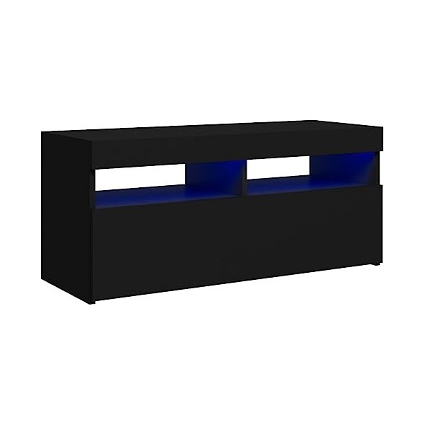 vidaXL Meuble TV avec Lumières LED Armoire Basse Centre de Divertissement Meuble Stéréo Salon Salle de Séjour Maison Intérieu