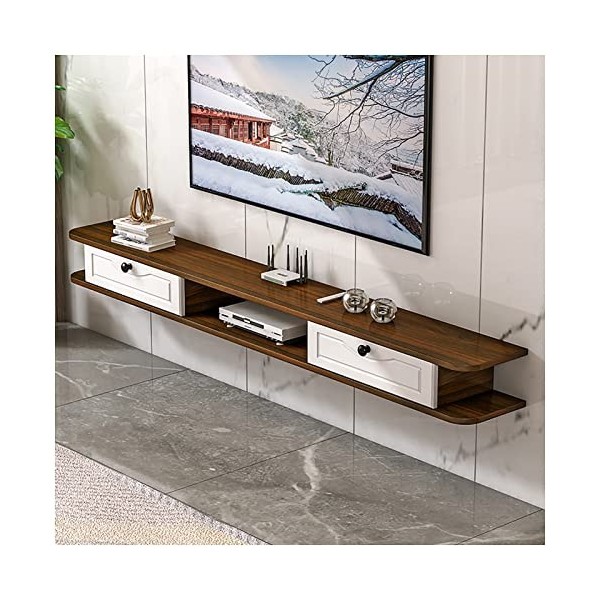 YokIma Meuble TV Flottant, Meuble TV Mural, Console multimédia, étagères de Rangement, avec Trous pour câbles, pour Chambre à