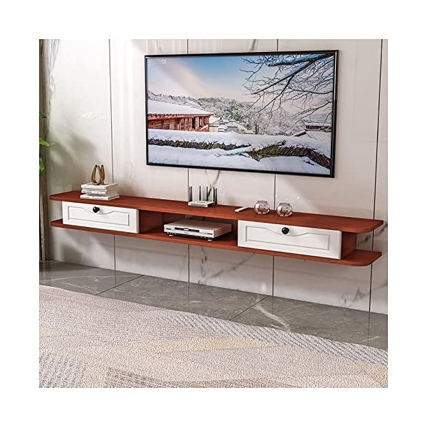 YokIma Meuble TV Flottant, Meuble TV Mural, Console multimédia, étagères de Rangement, avec Trous pour câbles, pour Chambre à