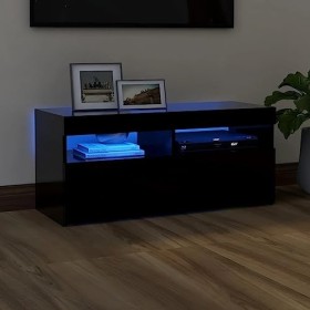 vidaXL Meuble TV avec Lumières LED Armoire Basse Centre de Divertissement Meuble Stéréo Salon Salle de Séjour Maison Intérieu