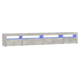 FAMIROSA Meuble TV avec lumières LED Gris béton 270x35x40 cm 54.1KG 