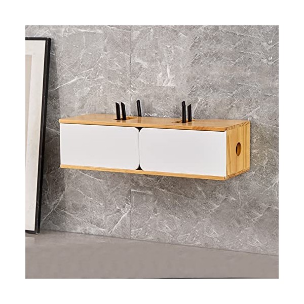JUNNIU Meuble TV Mural Étagère TV Flottante, Meuble TV Flottant Couleur Bois Blanc Meuble De Rangement Meuble TV pour Salon T
