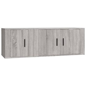 Meuble TV 2 pièces en bois Sonoma gris