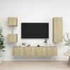Camerina Ensemble de Meuble TV 5 pcs Chêne Sonoma Aggloméré,Meuble TV,Table Basse Salon Meuble TV,Table Basse LED Couleurs