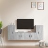 AUVYI Ensemble de 4 meubles TV en bois gris béton 40 x 34,5 x 80 cm - Armoires de cuisine - Meuble bas suspendu - Pour télévi