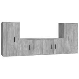 AUVYI Ensemble de 4 meubles TV en bois gris béton 40 x 34,5 x 80 cm - Armoires de cuisine - Meuble bas suspendu - Pour télévi