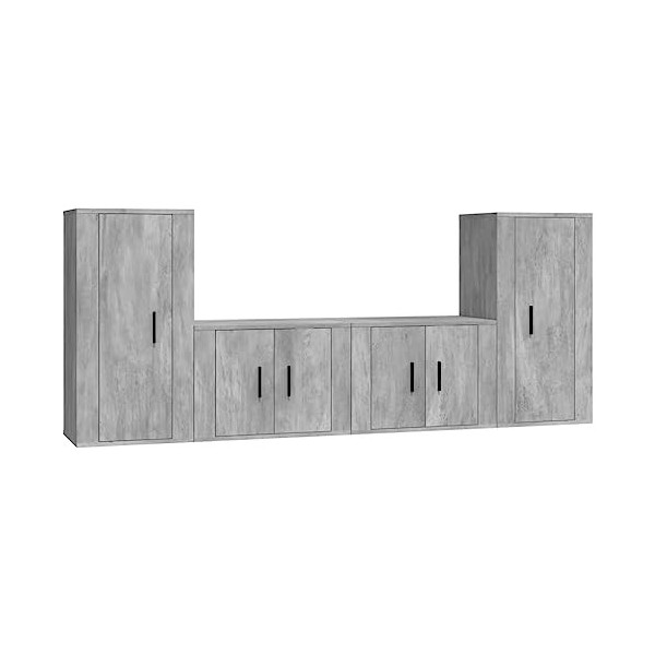 AUVYI Ensemble de 4 meubles TV en bois gris béton 40 x 34,5 x 80 cm - Armoires de cuisine - Meuble bas suspendu - Pour télévi