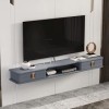 Étagère TV Murale Centre de Divertissement Meuble TV Flottant en Bois Console média Meuble de Rangement Meuble de Rangement T