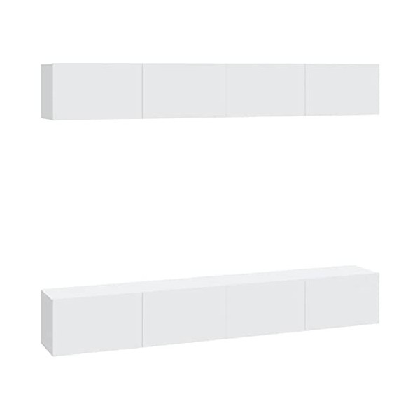 ARKEM Meubles TV muraux 4 pcs Blanc 100x30x30 cm,Table Television Salon,Meuble Télé Haut,Meuble TV Haut