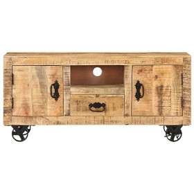 ADWOA Meuble TV Bois de manguier Brut 110x30x50 cm,Meuble Bas Salon,Meubles De Salon TV,Meuble TV Longueur