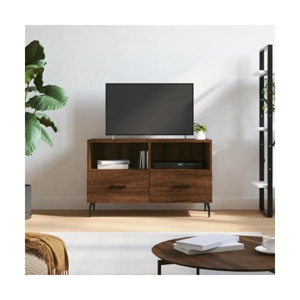 RAUGAJ Centres de divertissement et meuble TV - Meuble TV en chêne marron - 80 x 36 x 50 cm - Bois dingénierie