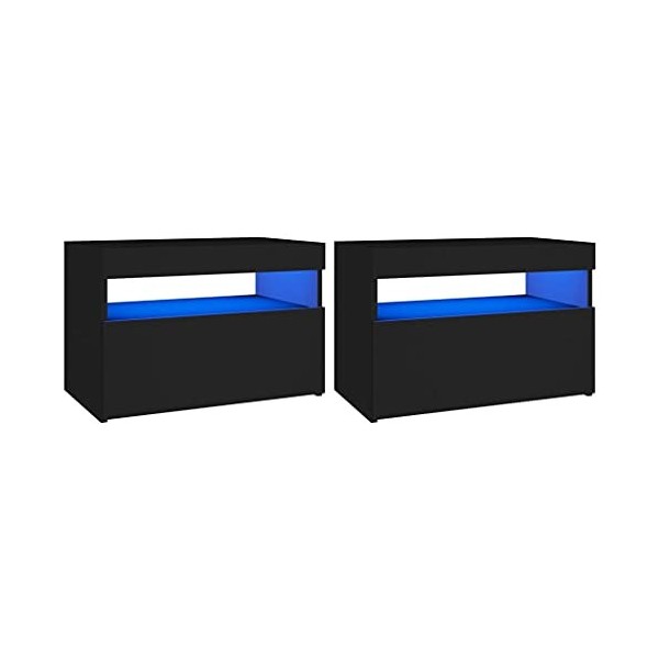 TEKEET Centres de divertissement et meubles TV - Meuble TV avec lumières LED - 2 pièces - Noir - 60 x 35 x 40 cm