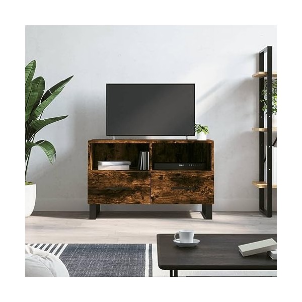 RAUGAJ Centres de divertissement et meubles TV - Meuble TV en chêne fumé 80 x 36 x 50 cm - Bois dingénierie