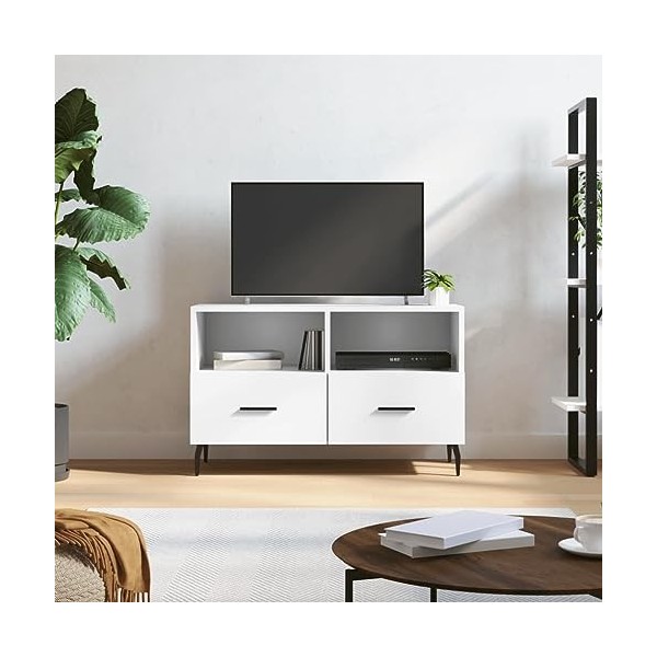 RAUGAJ Centres de divertissement et meuble TV - Meuble TV blanc 80 x 36 x 50 cm - Bois dingénierie