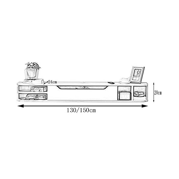 MABIBI Meuble TV mural flottant, meuble TV mural, console multimédia suspendue, support de rangement, convient pour salon, sa