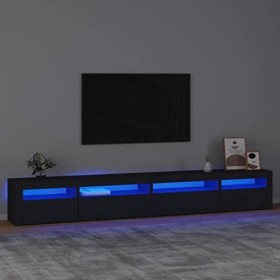 ZEYUAN Meuble TV avec lumières LED Noir 270x35x40 cm,Table Television Salon,Meuble TV Haut,Meuble Télé Haut