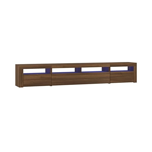 JUNZAI Meuble TV avec lumières LED Chêne Marron 240x35x40 cm,Meuble TV,Table Basse Salon Meuble TV,Table Basse LED Couleurs