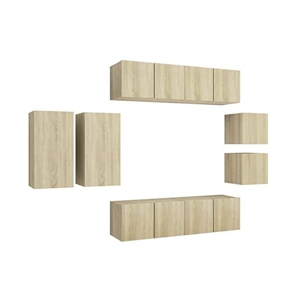Générique Ensemble de Meuble TV 8 pcs Chêne Sonoma Aggloméré,72.5 KG,3079019, Meubles, Meubles TV