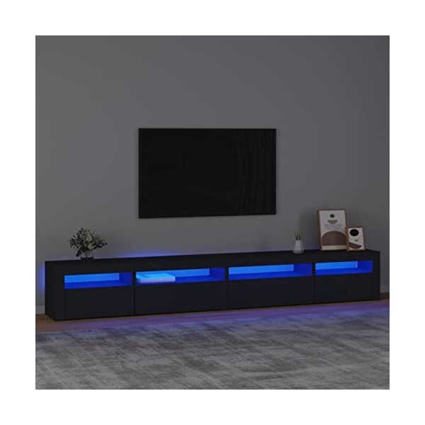 BaraSh Meuble TV avec lumières LED Noir 270x35x40 cm,Table Television Salon,Meuble TV Haut,Meuble Télé Haut