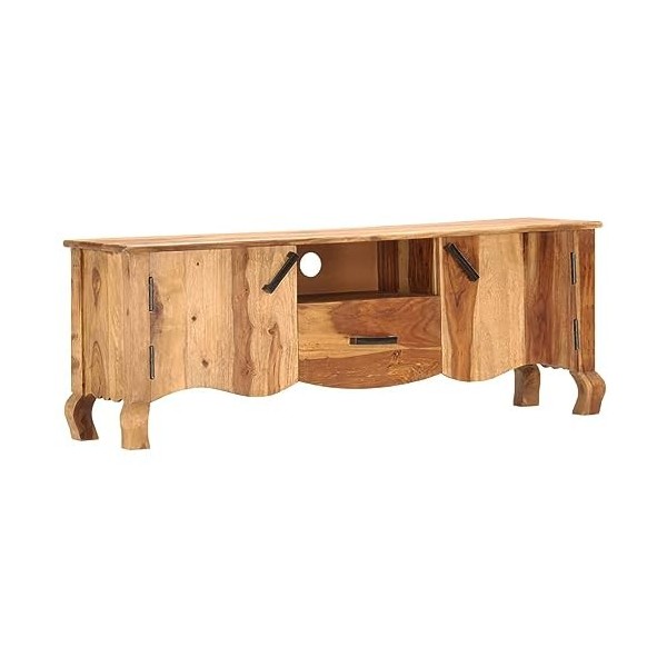 ZEYUAN Meuble TV 115 x 30 x 42 cm Bois Solide,Meuble TV,Table Basse Salon Meuble TV,Table Basse LED Couleurs