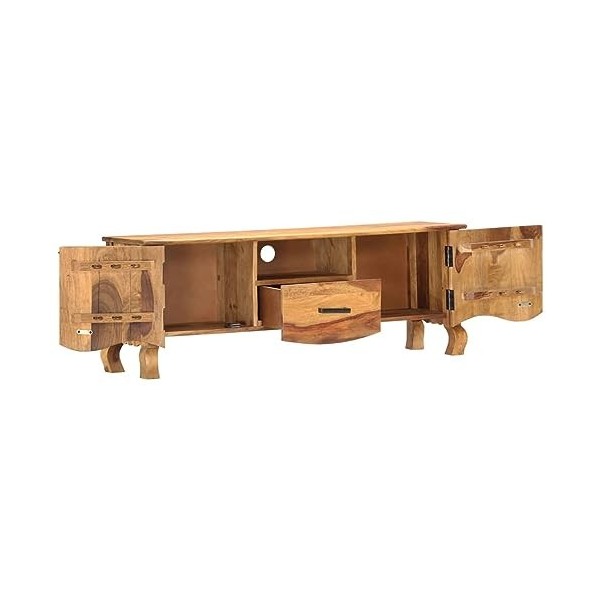 ZEYUAN Meuble TV 115 x 30 x 42 cm Bois Solide,Meuble TV,Table Basse Salon Meuble TV,Table Basse LED Couleurs