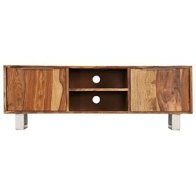 JUNZAI Meuble TV Bois de Sesham Massif avec Finition Miel 118x30x40 cm,Meuble TV,Table Basse Salon Meuble TV,Table Basse LED 