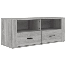DIGBYS Meuble TV Sonoma Gris 100 x 35 x 40 cm Bois dingénierie