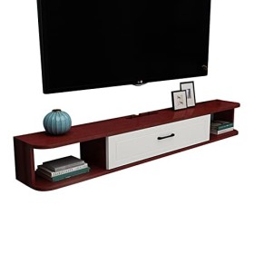 Table TV Meuble TV Mural 100/120/140Cm Étagère de Composant de Meuble TV Flottant, Centre de Divertissement Mural, Étagère de