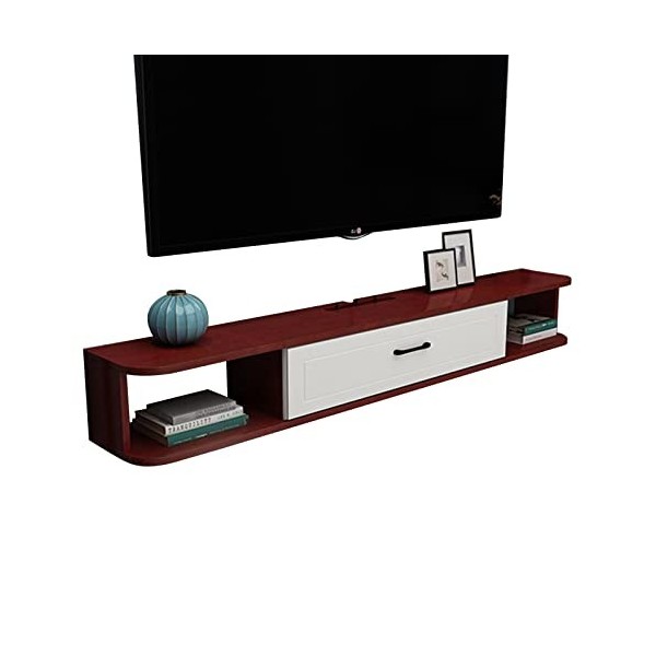 Table TV Meuble TV Mural 100/120/140Cm Étagère de Composant de Meuble TV Flottant, Centre de Divertissement Mural, Étagère de