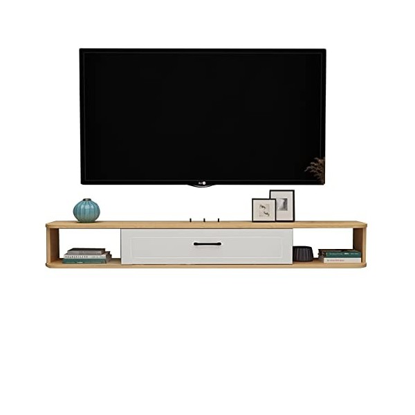 Table TV Meuble TV Mural 100/120/140Cm Étagère de Composant de Meuble TV Flottant, Centre de Divertissement Mural, Étagère de
