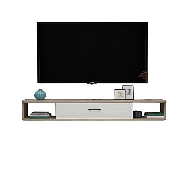 Table TV Meuble TV Mural 100/120/140Cm Étagère de Composant de Meuble TV Flottant, Centre de Divertissement Mural, Étagère de