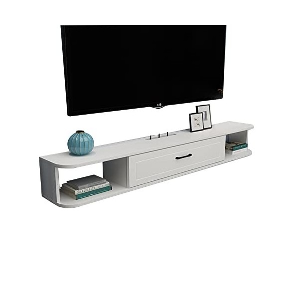 Table TV Meuble TV Mural 100/120/140Cm Étagère de Composant de Meuble TV Flottant, Centre de Divertissement Mural, Étagère de