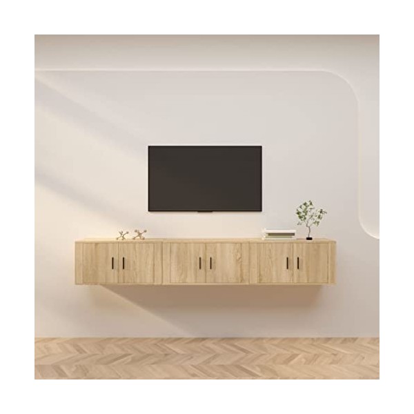 Canditree Ensemble Meubles TV Suspendu, Meuble TV Mural avec Rangement 240 cm Blanc 