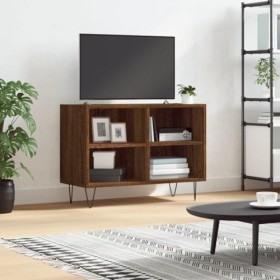 Annlera Meuble TV Chêne Marron 69,5x30x50 cm Bois dingénierie Classique Banc TV Décorer Pièce Minimaliste Armoire TV Fonctio