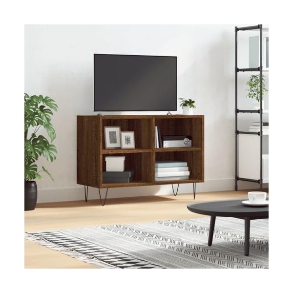 Annlera Meuble TV Chêne Marron 69,5x30x50 cm Bois dingénierie Classique Banc TV Décorer Pièce Minimaliste Armoire TV Fonctio