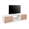 Dmora Meuble Paride, Buffet Bas de séjour à 2 Portes, Base TV 100% fabriqué en Italie, 180 x 41 h 46, Blanc Brillant et Noyer