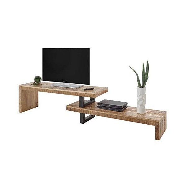 Stella Trading BEED Meuble TV Bas en Bois Massif Mango réglable Individuellement – Meuble TV de qualité supérieure au Style I