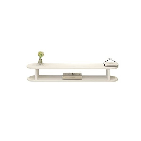 Banc TV Flottant, Design De Stockage Ouvert DéCodeur En Bois Massif, Meuble De TéLéVision Mural Avec Trou Pour Fil, Utilisé D
