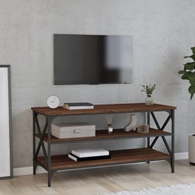 vidaXL Meuble TV avec support central pour salon, console TV, meuble de rangement pour la maison, chêne marron