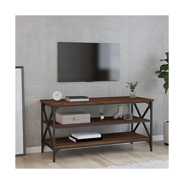 vidaXL Meuble TV avec support central pour salon, console TV, meuble de rangement pour la maison, chêne marron