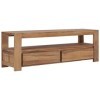 SKM Meuble TV 120 x 30 x 40 cm Bois de Teck Massif