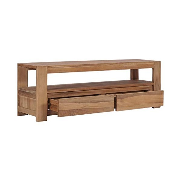 SKM Meuble TV 120 x 30 x 40 cm Bois de Teck Massif