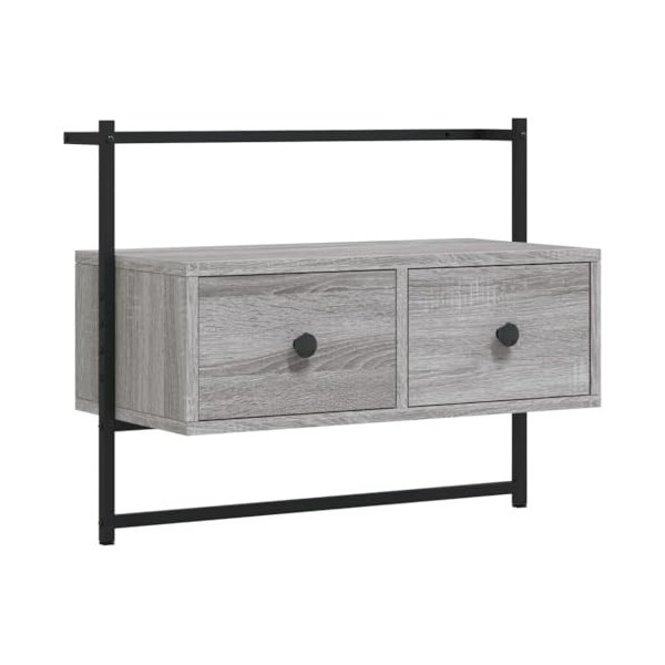 vidaXL Meuble TV Mural Sonoma Gris 60,5x30x51 cm Bois dingénierie