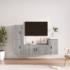 AUVYI Ensemble de 4 meubles TV en bois Sonoma Gris 100 x 34,5 x 40 cm Pour salon, salle de bain, couloir, armoire dangle, ar