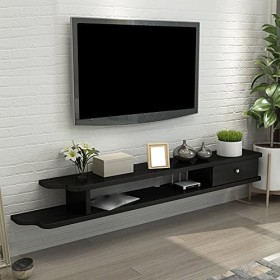 Meuble TV Flottant, Meuble TV avec tiroir, étagère Murale avec Porte à charnière, Convient pour Ranger Les routeurs, Les lect