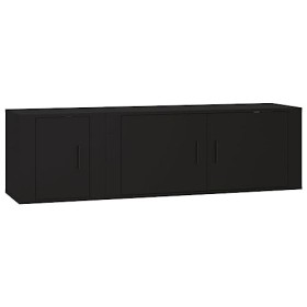 RAUGAJ Ensemble de 2 meubles TV en bois dingénierie noir