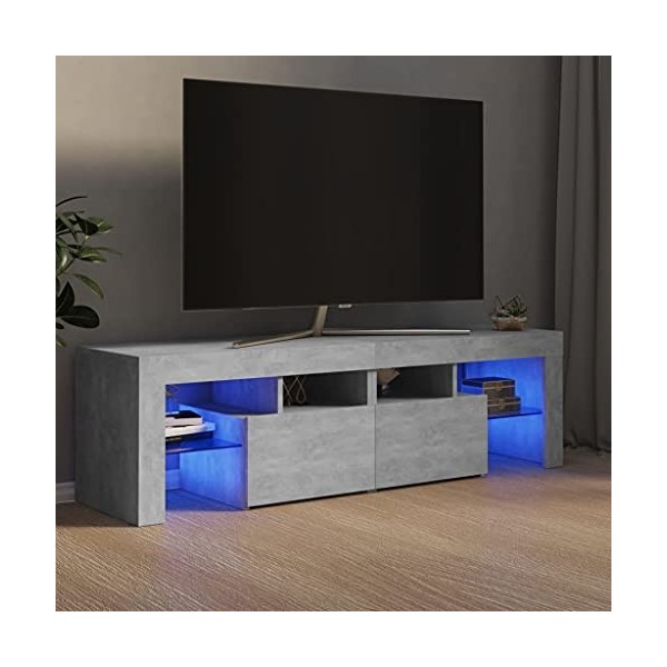 TEKEET Centres de divertissement et meubles TV Meuble TV avec lumières LED Gris béton 140 x 36,5 x 40 cm