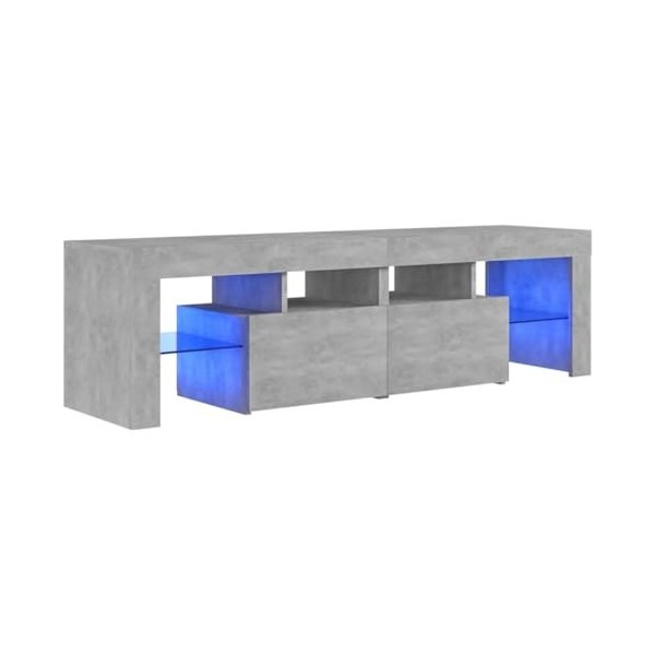 TEKEET Centres de divertissement et meubles TV Meuble TV avec lumières LED Gris béton 140 x 36,5 x 40 cm